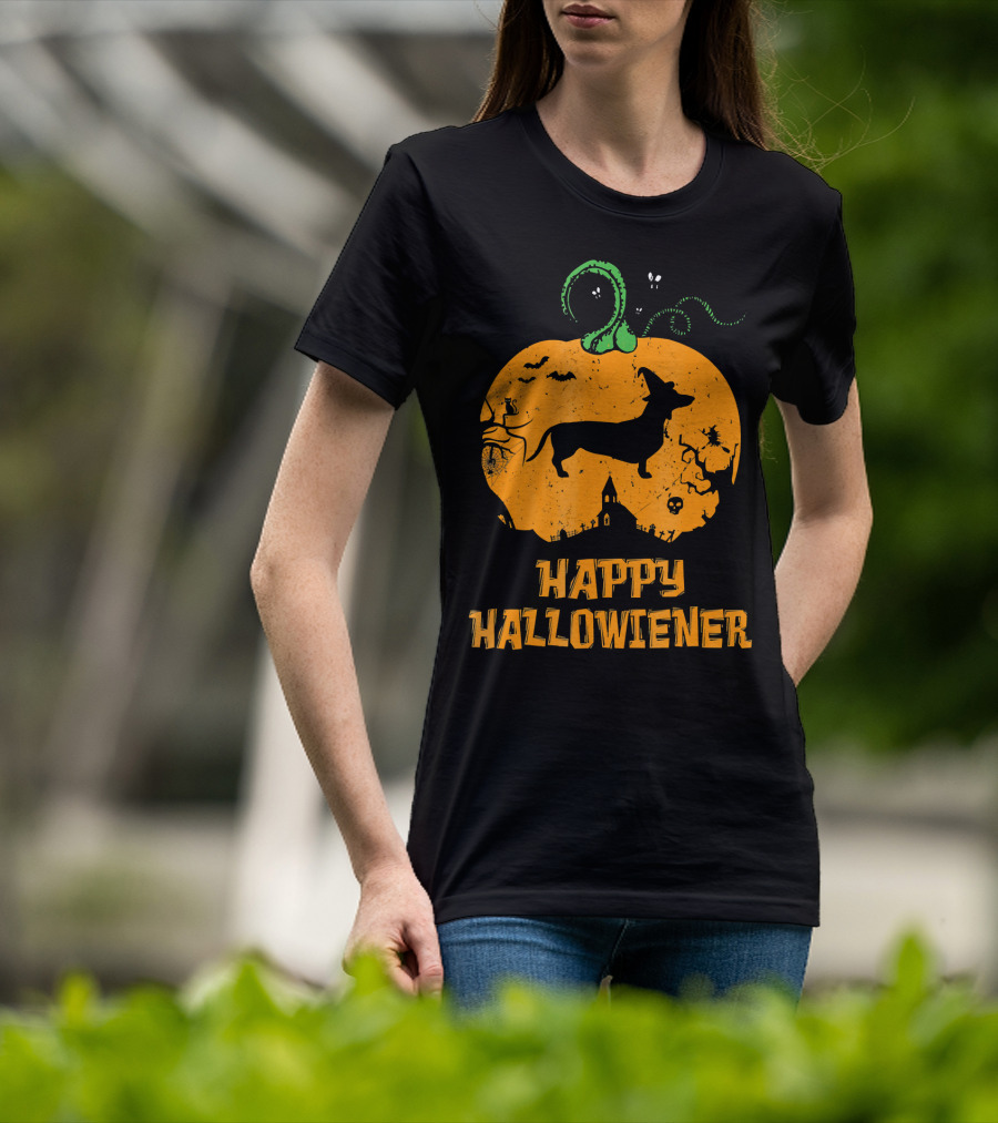 Happy Halloweiner Halloween Dachshund Pumpkin T-Shirt
