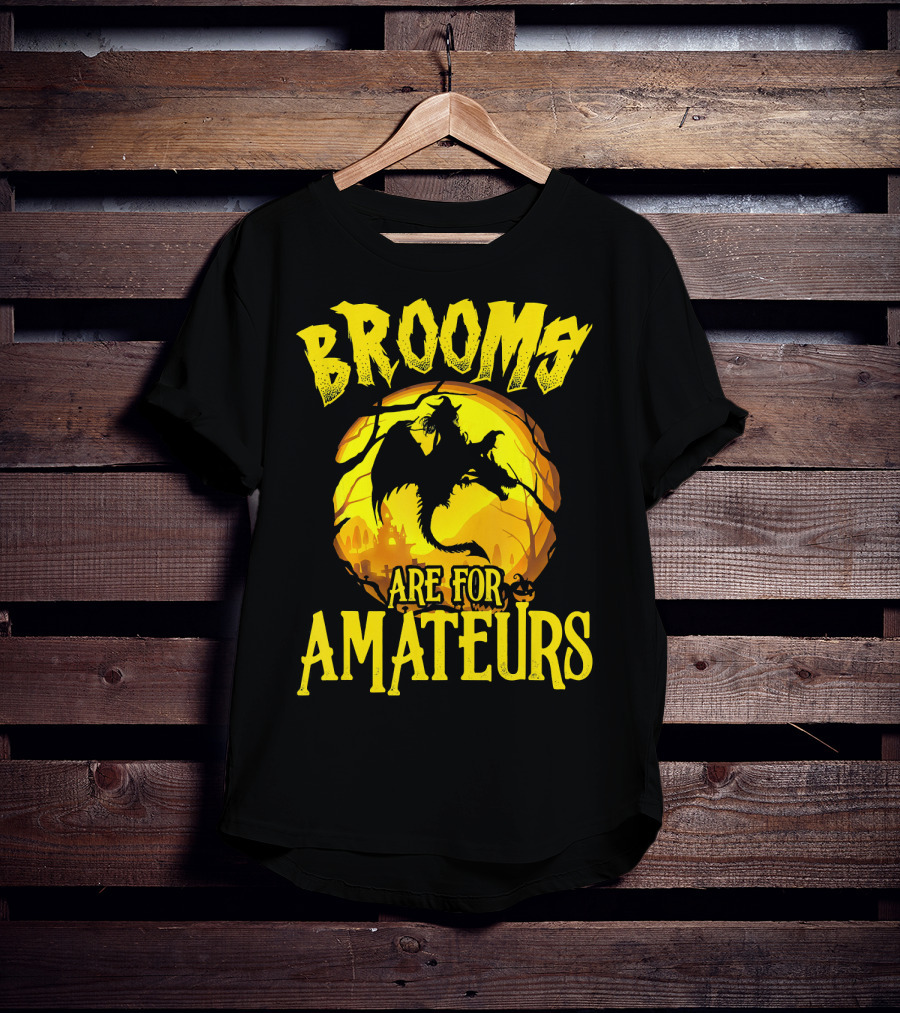 Brooms Are For Amateurs Halloween Witch Riding Dragon T-Shirt