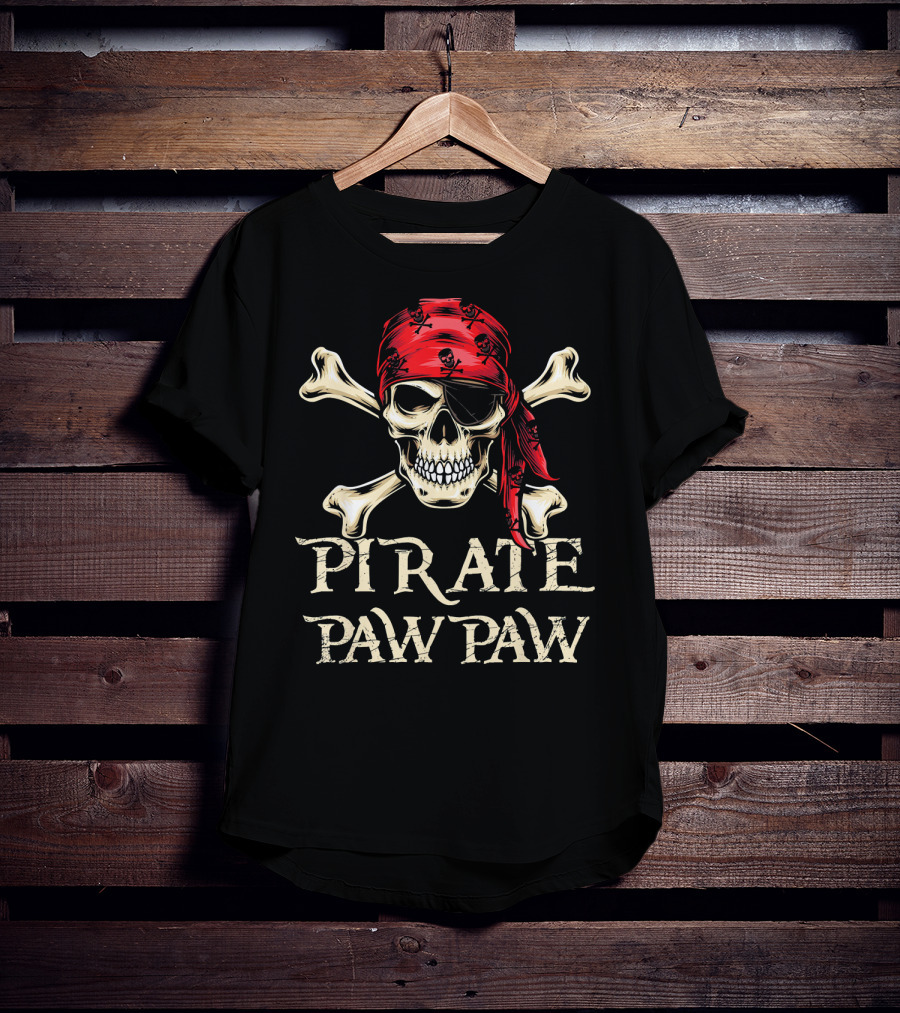 Pirate Paw Paw Skull And Crossbones Red Bandana T-Shirt