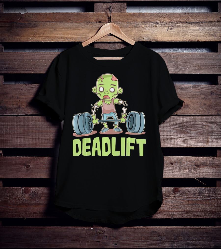 Deadlift Zombie Lifting Cartoon Undead Weightlifting T-Shirt