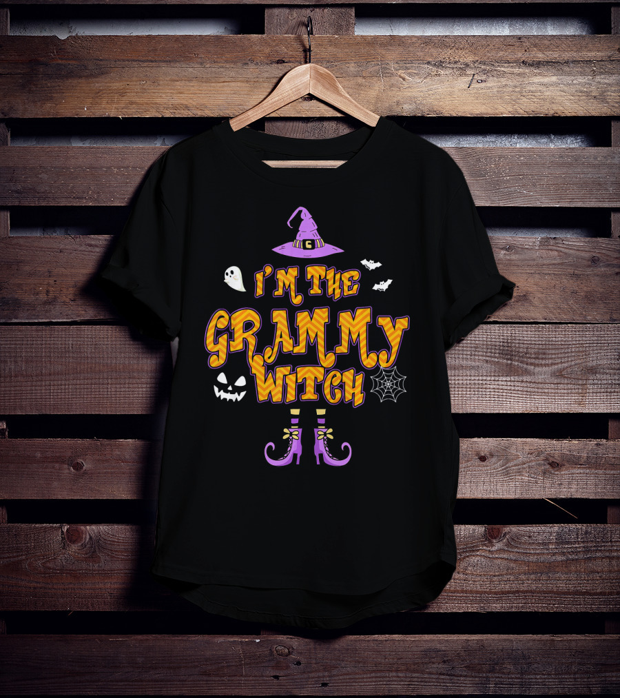I'm The Grammy Witch Halloween Ghosts And Pumpkin Hat Boots T-Shirt