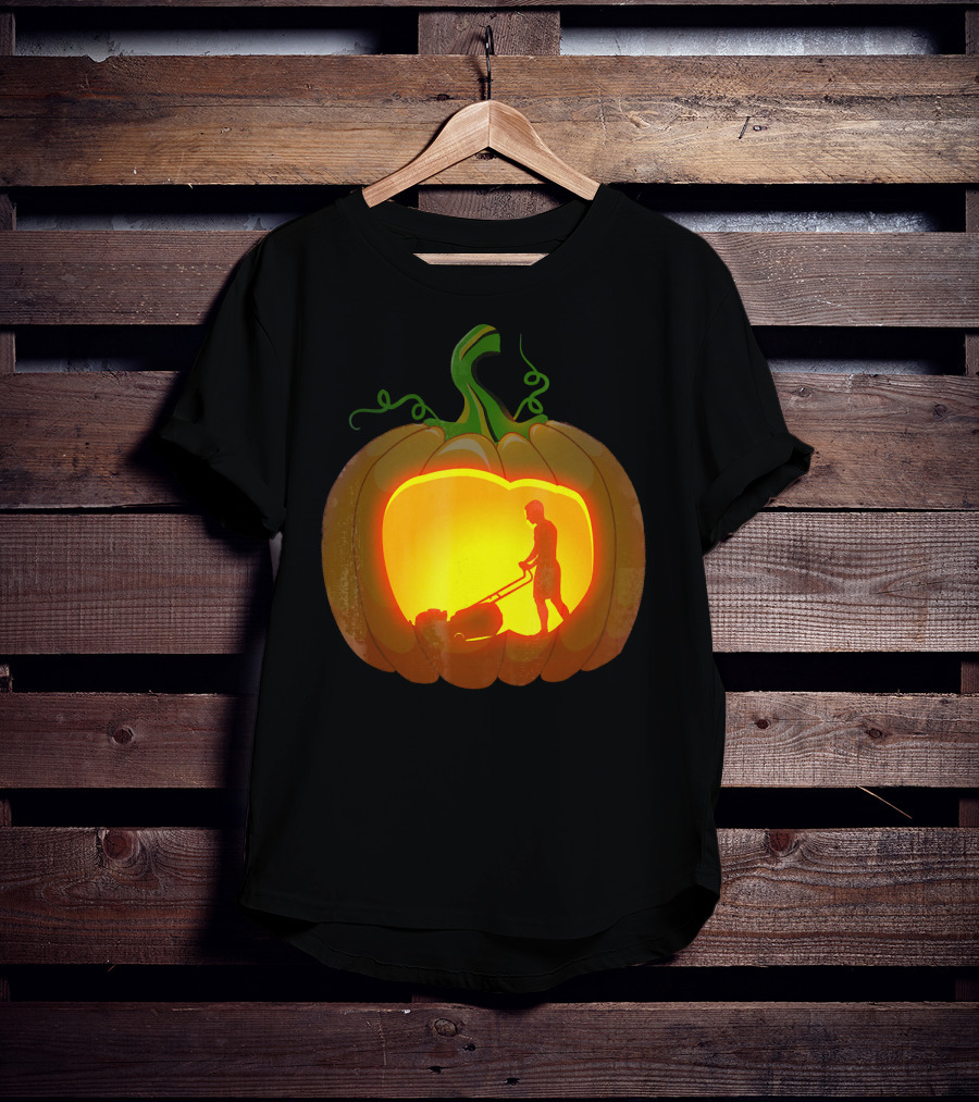 Pumpkin Jack-O'-Lantern With Lawn Mower T-Shirt