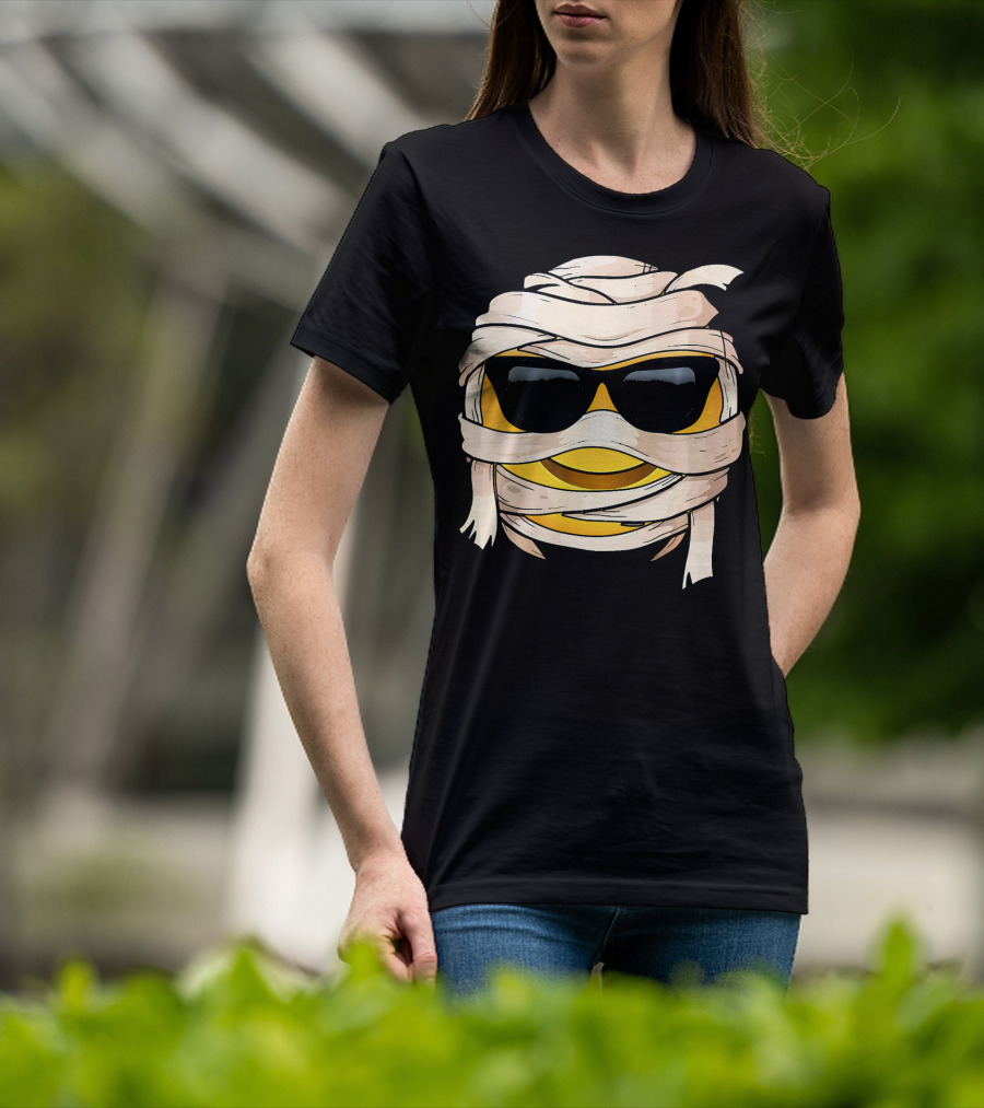 Smiling Face With Sunglasses Emoji Wink Wrapped In Bandages T-Shirt