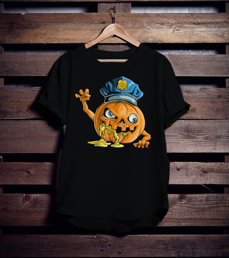 Zombie Pumpkin Police Officer Rising T-Shirt