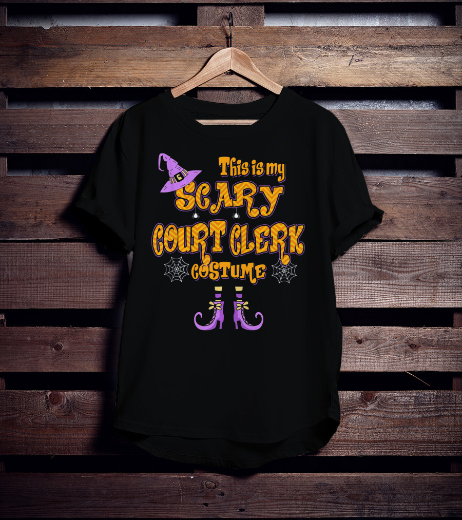 This Is My Scary Court Clerk Costume With Witch Hat And Spider Webs T-Shirt