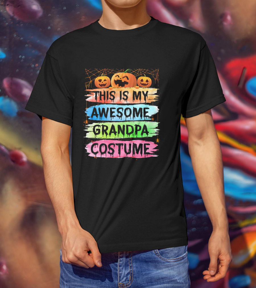 This Is My Awesome Grandpa Costume Halloween Pumpkins T-Shirt