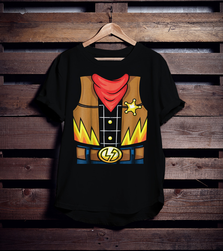 Kids Cowboy Lightning Sheriff Badge Vest T-Shirt