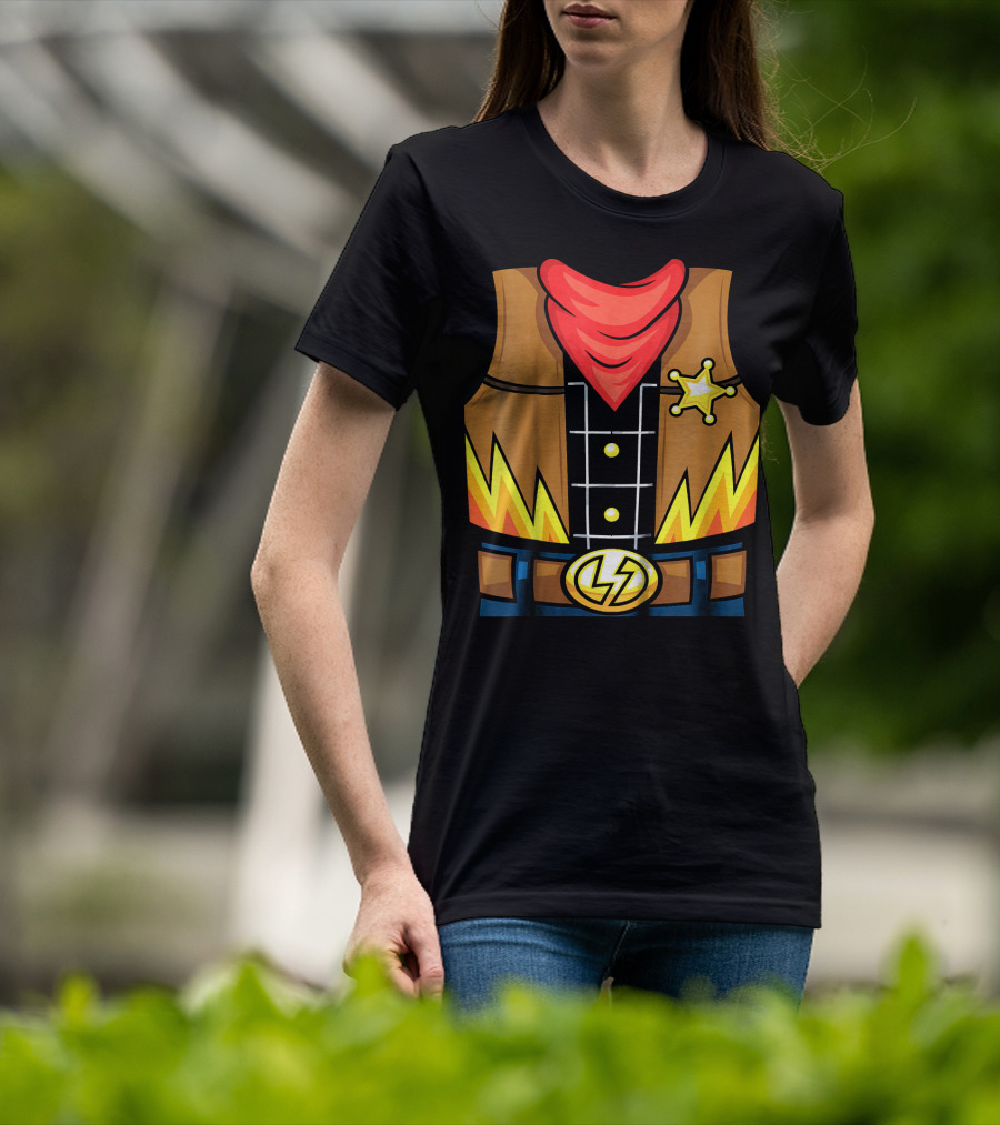 Kids Cowboy Lightning Sheriff Badge Vest T-Shirt