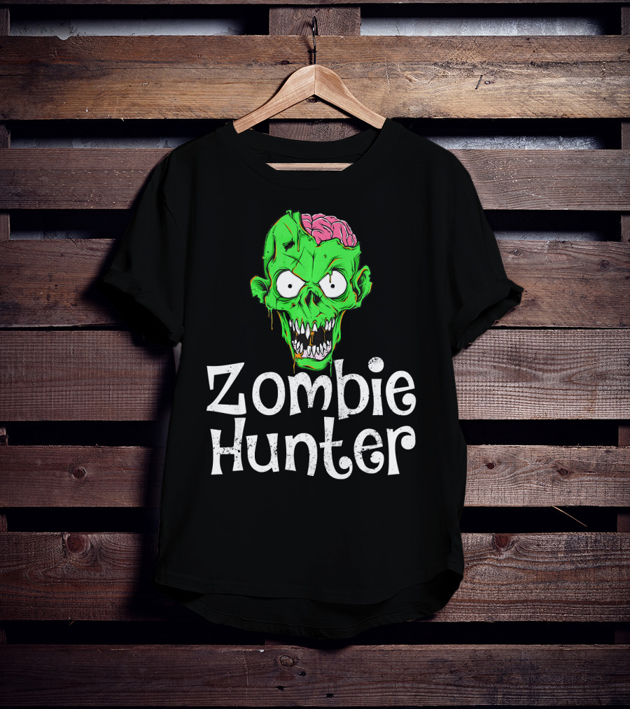 Zombie Hunter Halloween Zombie Head T-Shirt