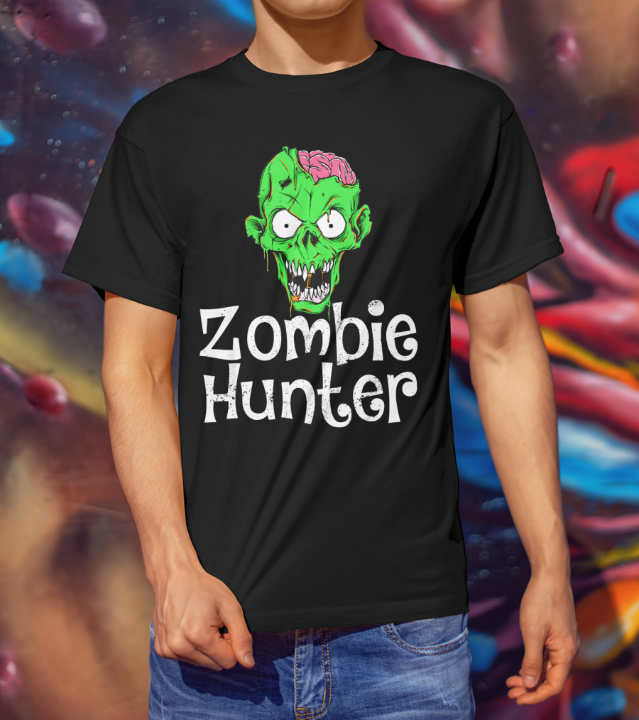 Zombie Hunter Halloween Zombie Head T-Shirt