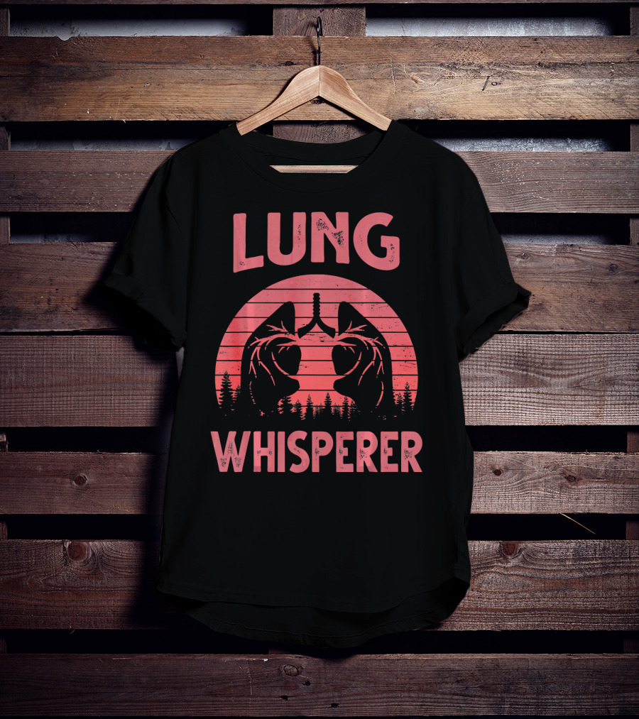 Lung Whisperer Respiratory Vintage Sunset Forest Lung T-Shirt