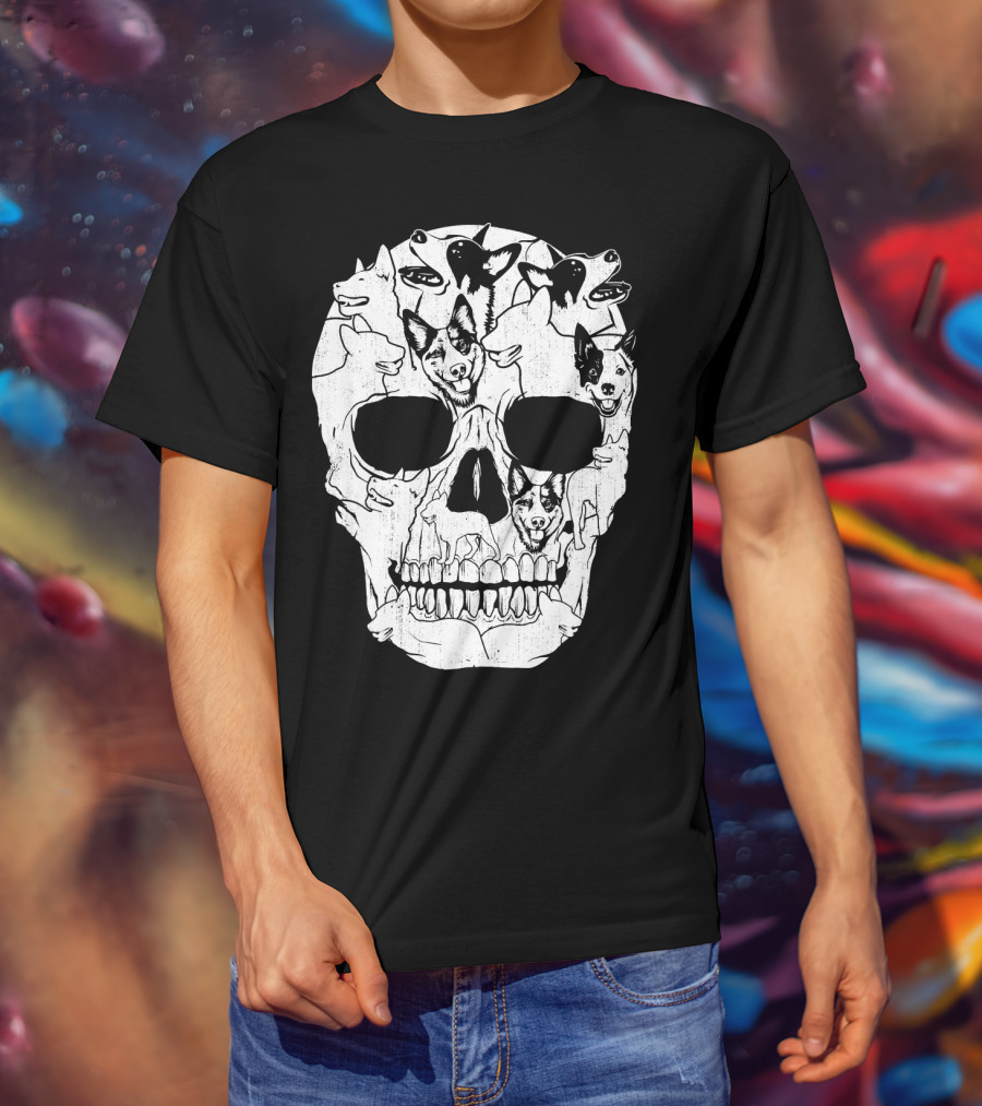 Australian Cattle Dog Skull Halloween Co Canine T-Shirt
