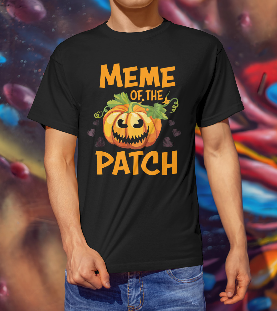 Meme Of The Patch Pumpkin With Leaves And Heart Details T-Shirt