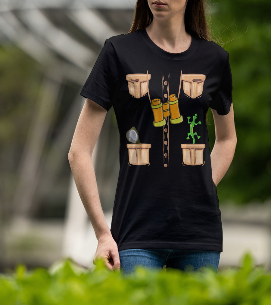 Halloween Animal Zookeeper Jungle Safari Binoculars Lizard Costume T-Shirt
