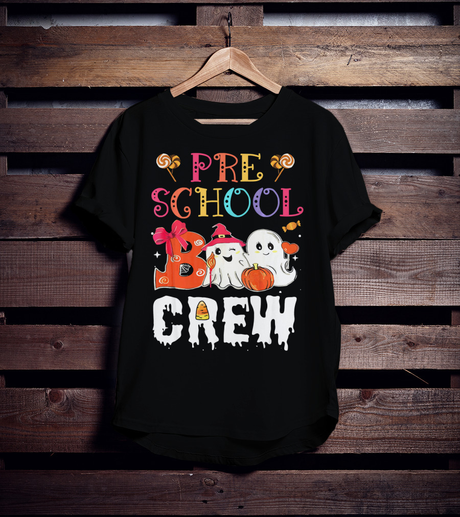 Preschool Boo Crew Halloween Ghosts With Candy Pumpkins T-Shirt