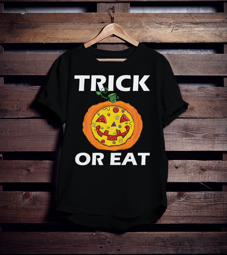 Trick Or Eat Pizza Face Pumpkin Costume T-Shirt