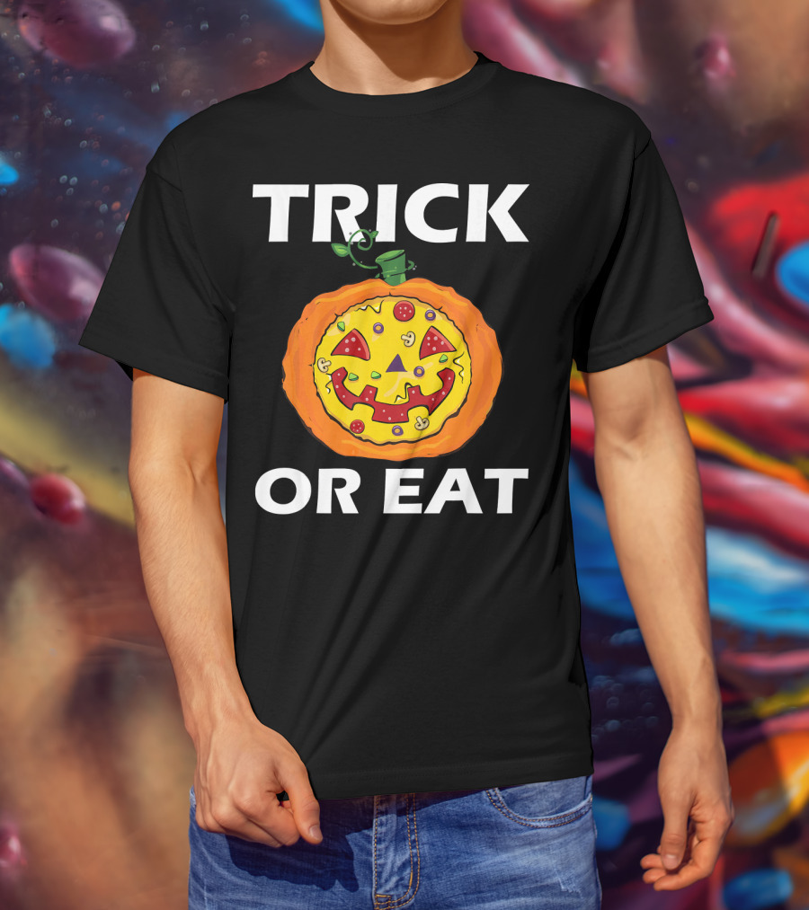 Trick Or Eat Pizza Face Pumpkin Costume T-Shirt