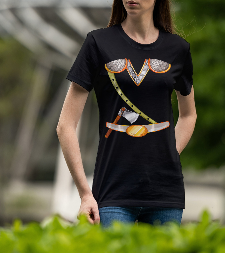 Viking Costume Norse Axe And Armor Halloween Idea T-Shirt