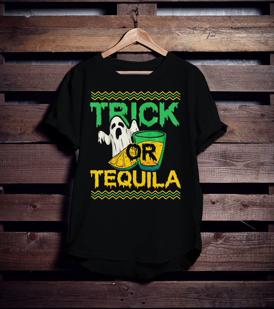 Trick Or Tequila Ghost Lemon Shot Halloween T-Shirt