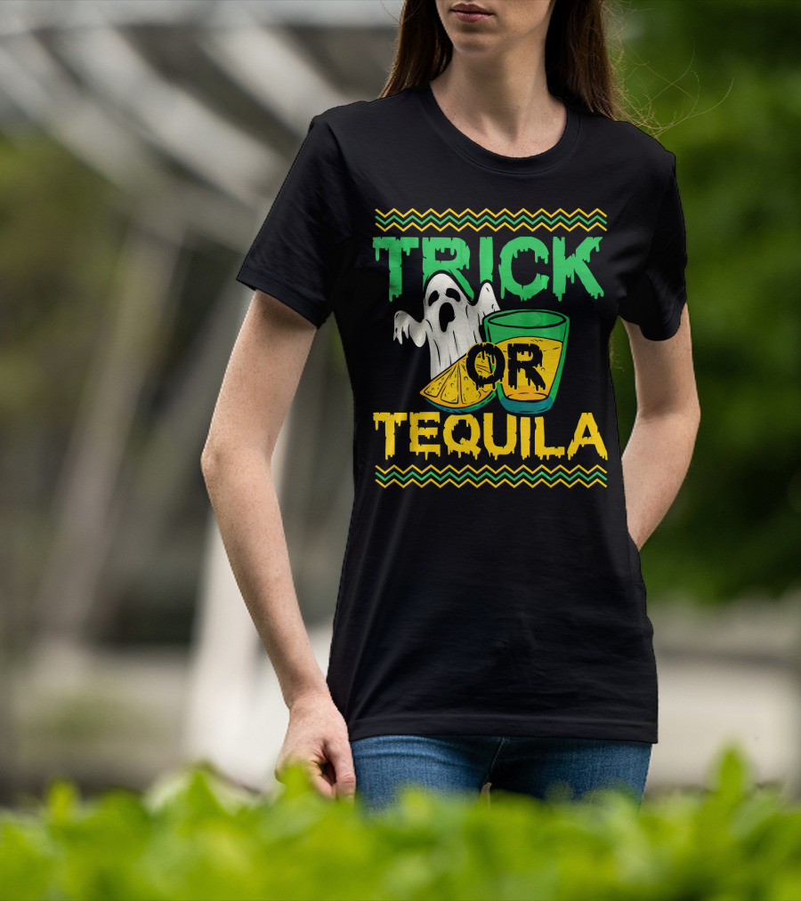 Trick Or Tequila Ghost Lemon Shot Halloween T-Shirt