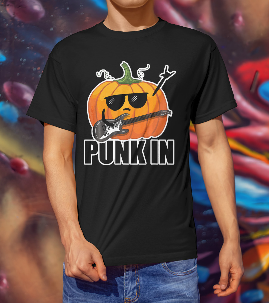 Punk In Halloween Funny Cool Pumpkin Punk Rock T-Shirt