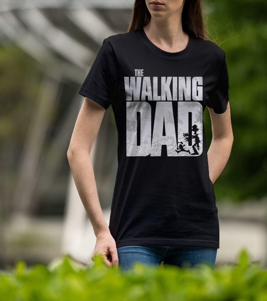 The Walking Dad Zombie Silhouette Scary T-Shirt