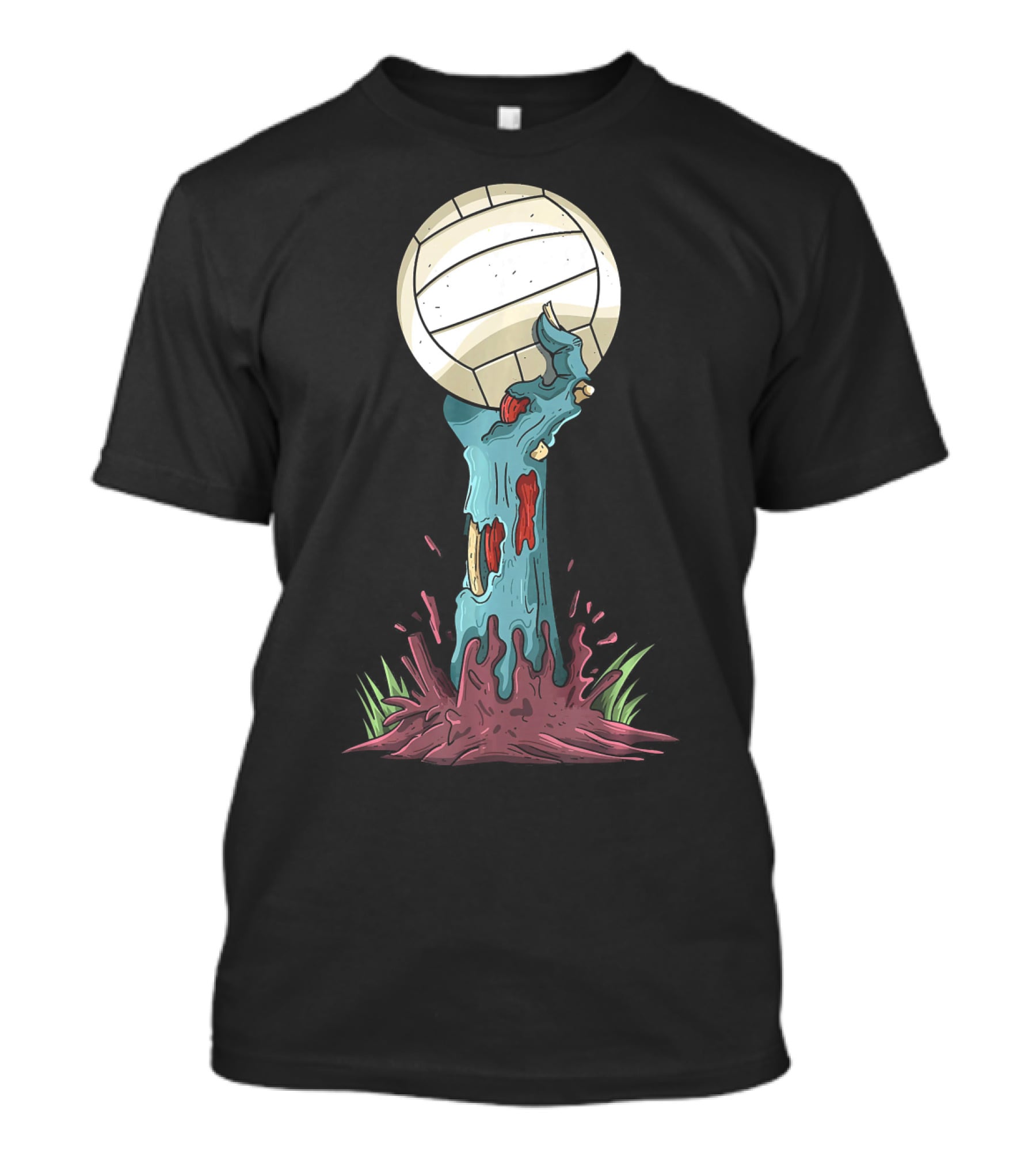 Zombie Hands Rising With Volleyball T-Shirt