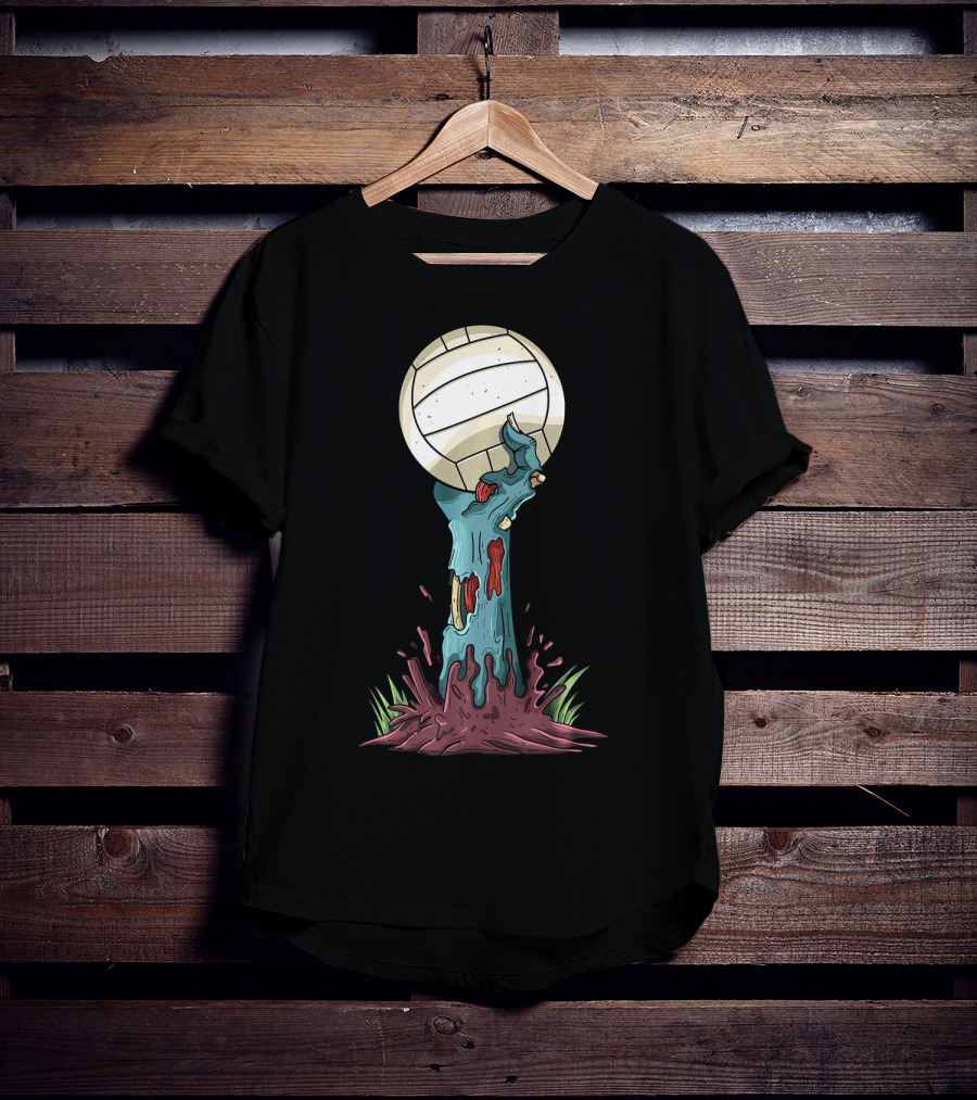 Zombie Hands Rising With Volleyball T-Shirt