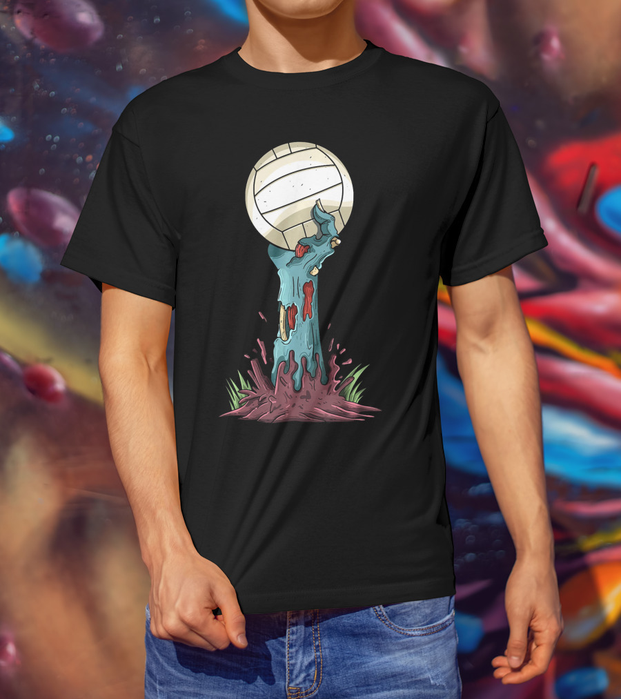 Zombie Hands Rising With Volleyball T-Shirt