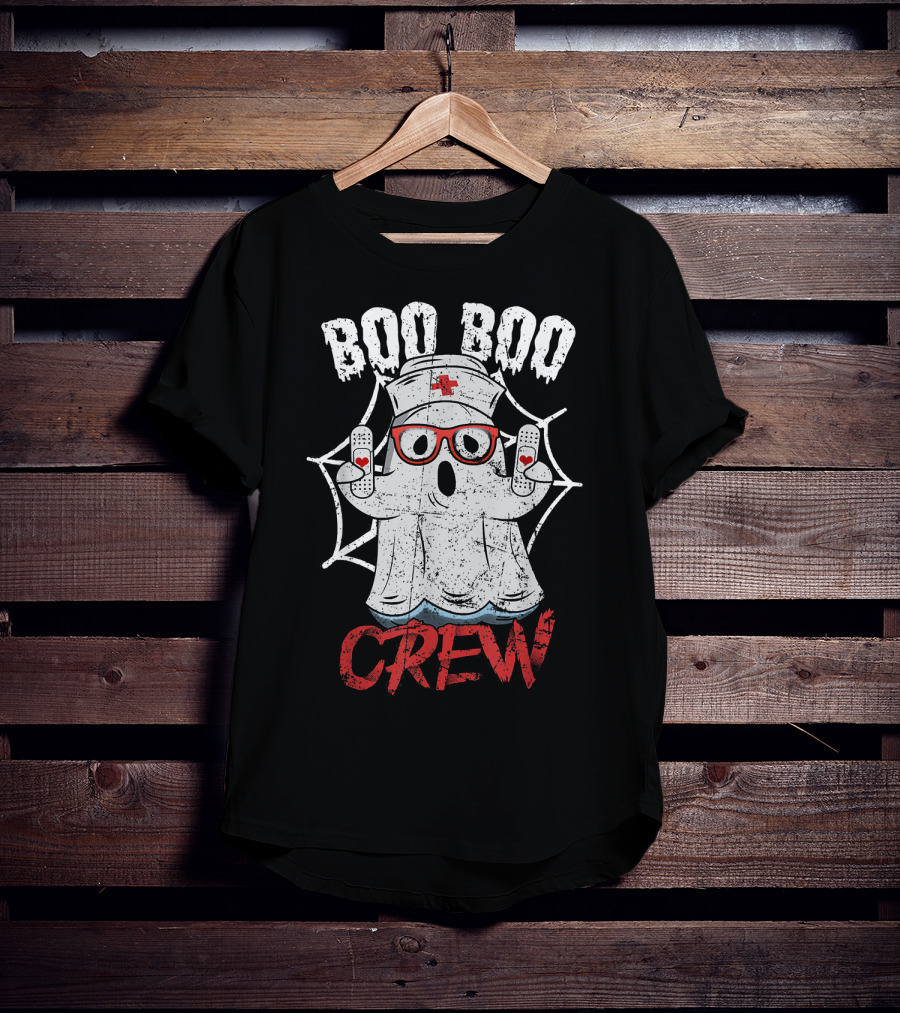 Boo Boo Crew Halloween Costume Nurse Ghost T-Shirt