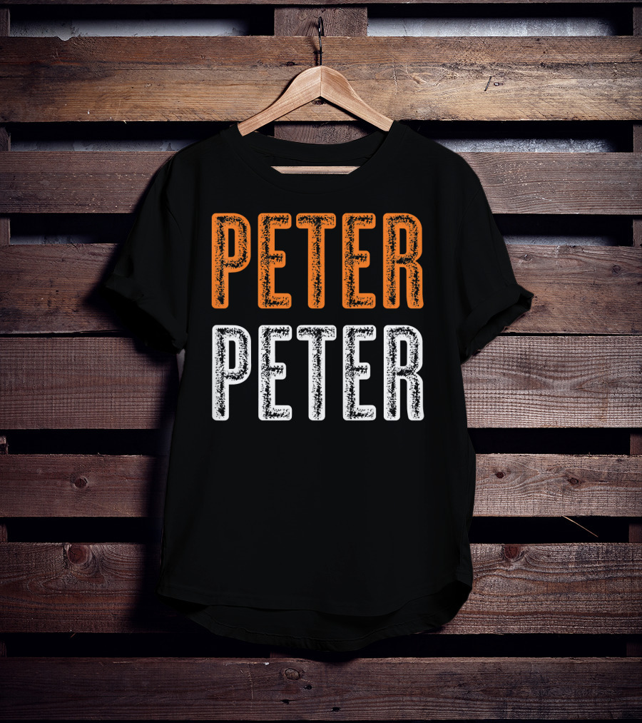Peter Peter Pumpkin Eater Halloween Style Text Orange White T-Shirt