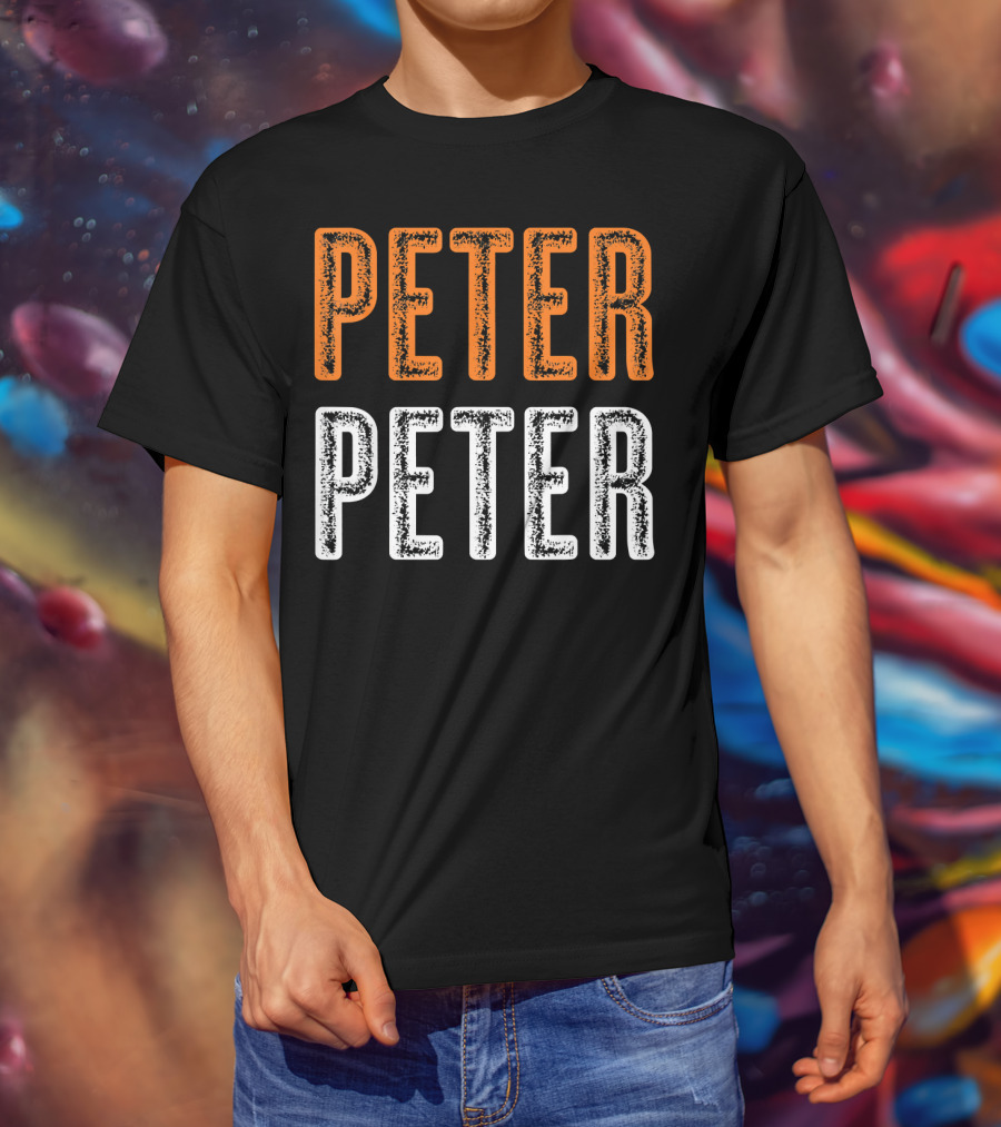 Peter Peter Pumpkin Eater Halloween Style Text Orange White T-Shirt