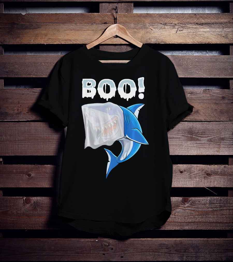 Boo Shark Ghost Halloween Trick Boo T-Shirt