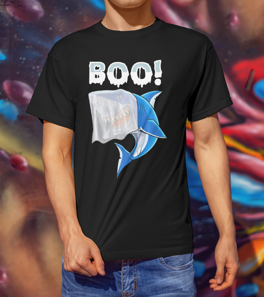 Boo Shark Ghost Halloween Trick Boo T-Shirt