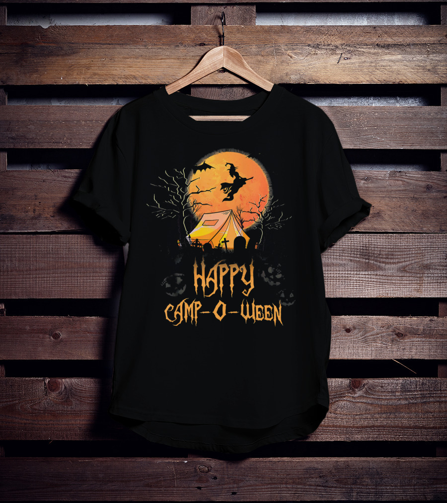Happy Camp O Ween Halloween Witch Tent Scene T-Shirt