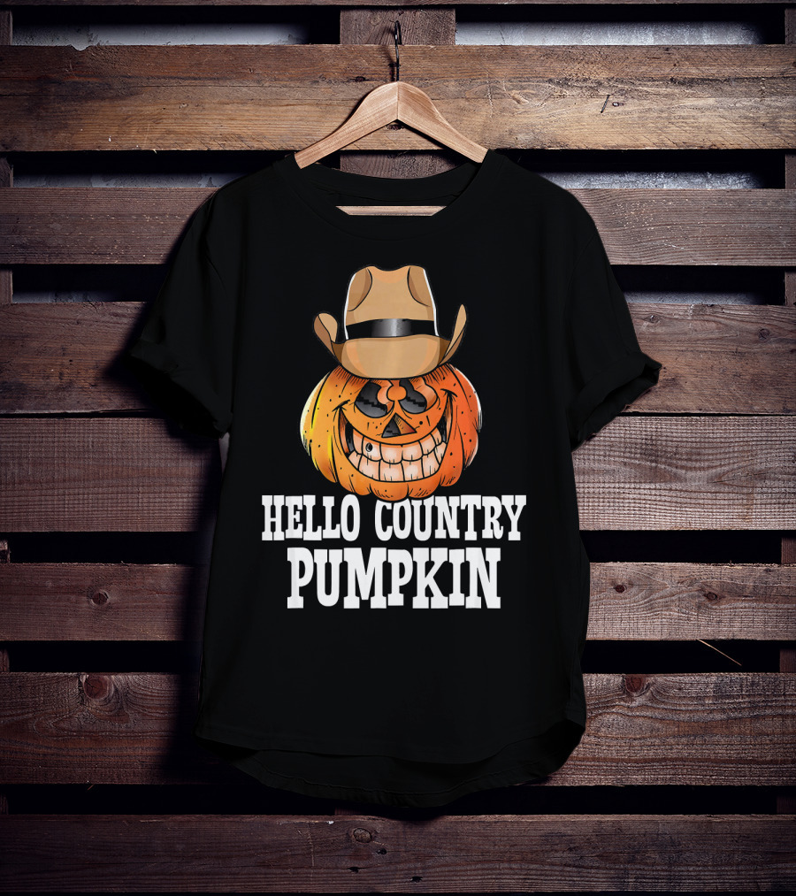 Hello Country Pumpkin Cowboy Jack-O'-Lantern T-Shirt