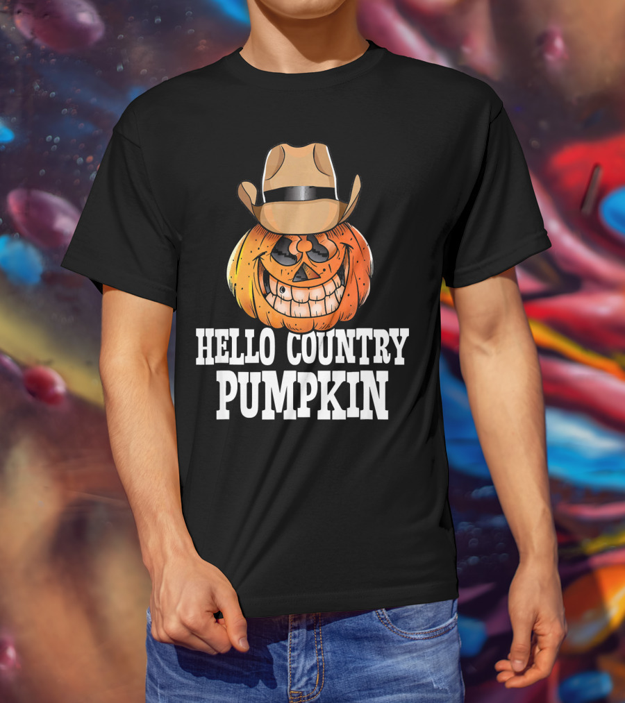 Hello Country Pumpkin Cowboy Jack-O'-Lantern T-Shirt
