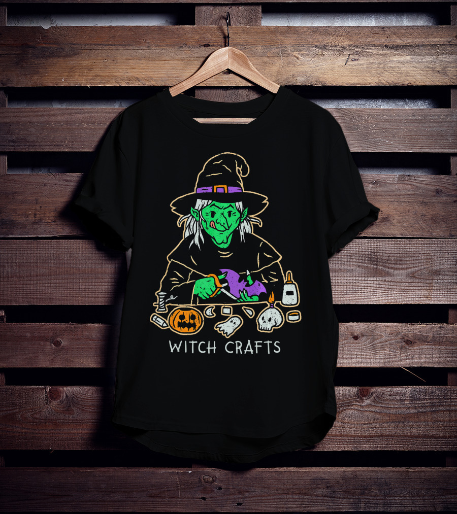 Witch Crafts Halloween Witchcraft With Pumpkins And Spooky Elements T-Shirt
