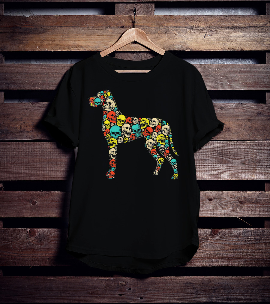 Funny Great Dane Dog Skull Skeleton Pattern Hall T-Shirt