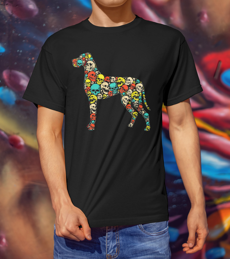 Funny Great Dane Dog Skull Skeleton Pattern Hall T-Shirt