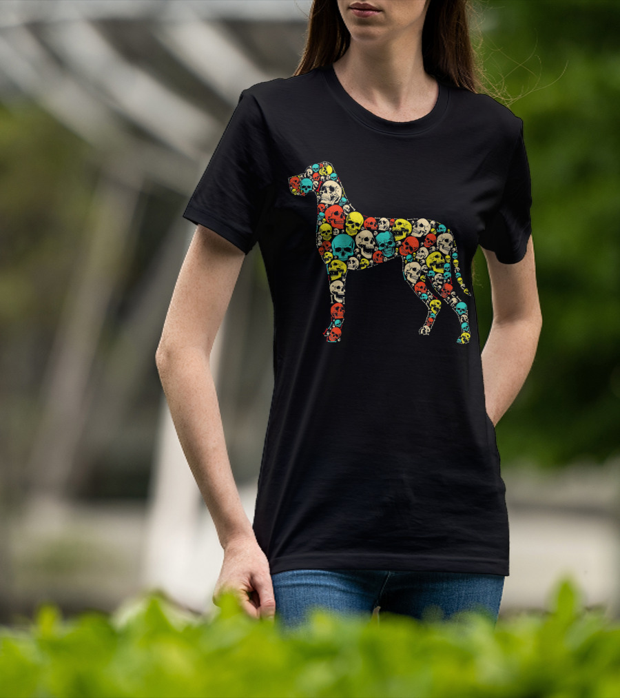 Funny Great Dane Dog Skull Skeleton Pattern Hall T-Shirt