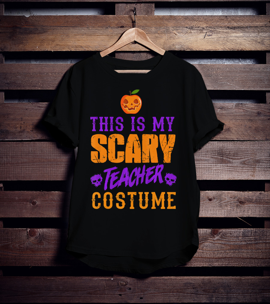 This Is My Scary Teacher Costume Halloween Pumpkin Skull T-Shirt