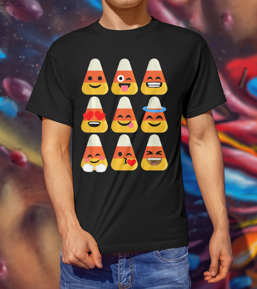 Candy Corn Emoji Faces Kawaii Expressions T-Shirt