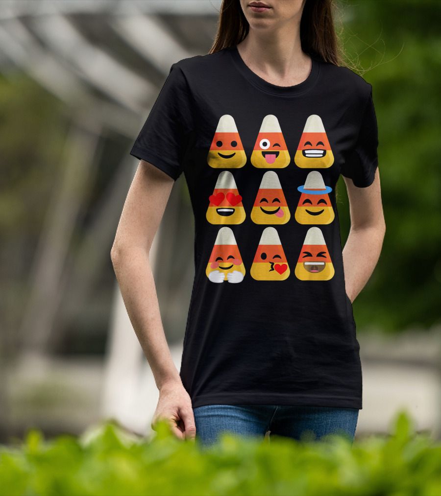 Candy Corn Emoji Faces Kawaii Expressions T-Shirt