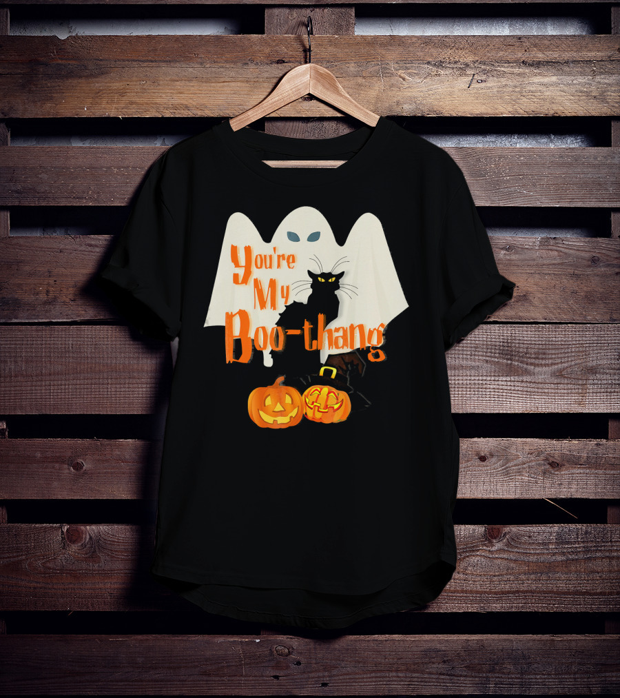 You're My Boo-Thang Halloween Ghost Black Cat Pumpkins T-Shirt