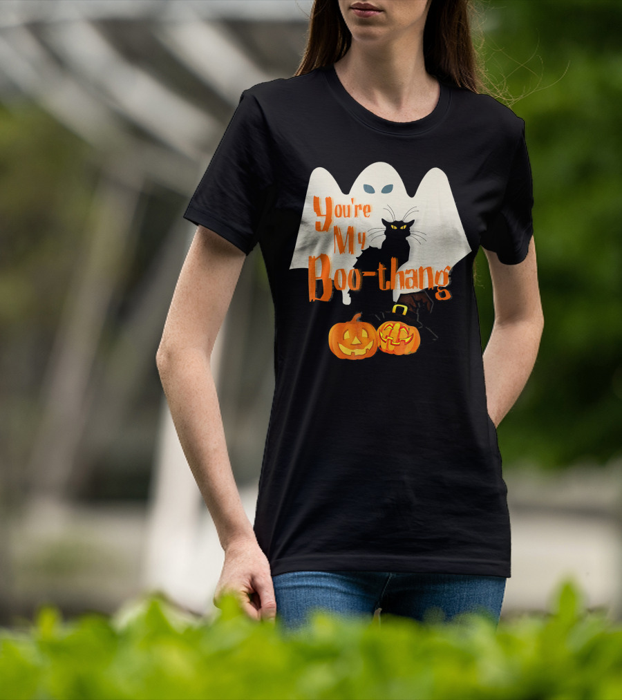 You're My Boo-Thang Halloween Ghost Black Cat Pumpkins T-Shirt