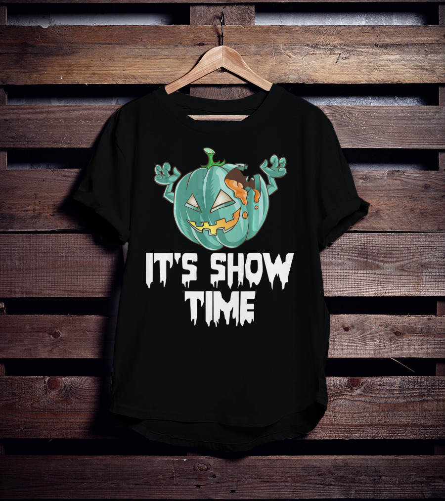 Zombie Pumpkin It's Show Time Halloween Fun T-Shirt