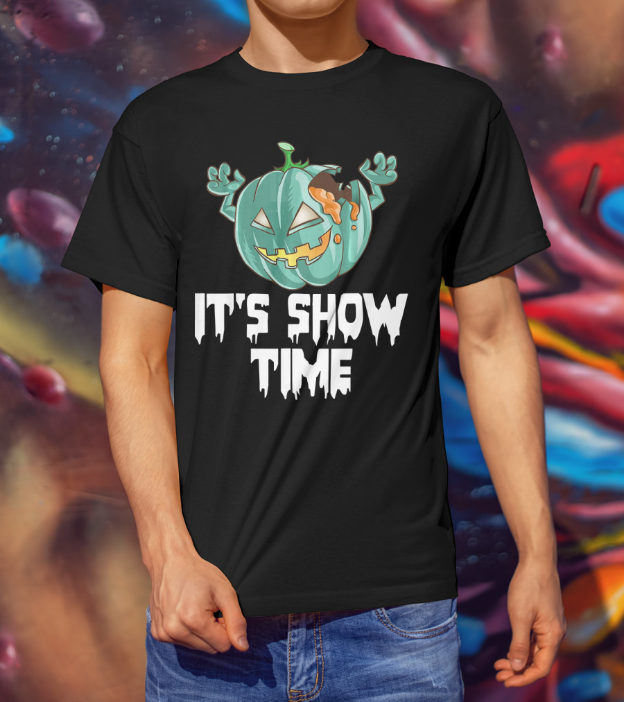 Zombie Pumpkin It's Show Time Halloween Fun T-Shirt