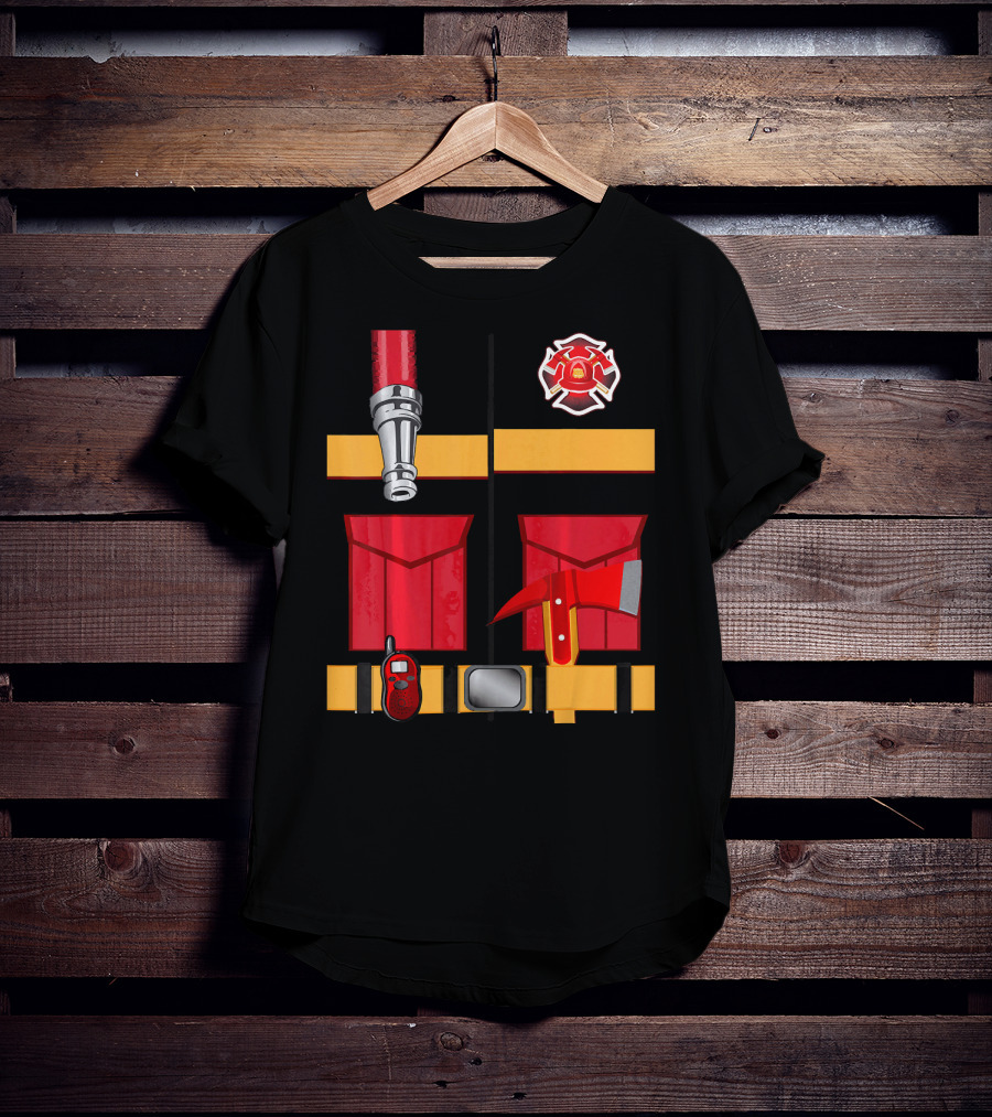 Firefighter Tools Axe Hose Crest Radio Uniform T-Shirt