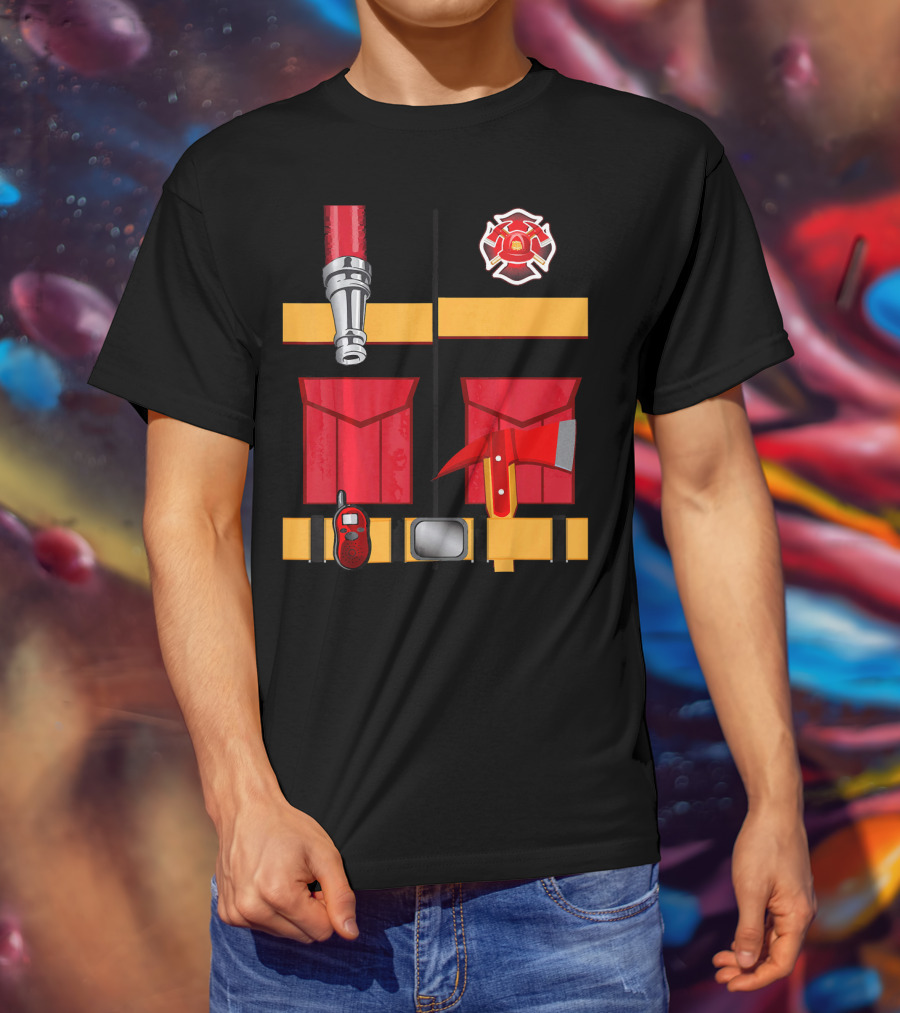 Firefighter Tools Axe Hose Crest Radio Uniform T-Shirt
